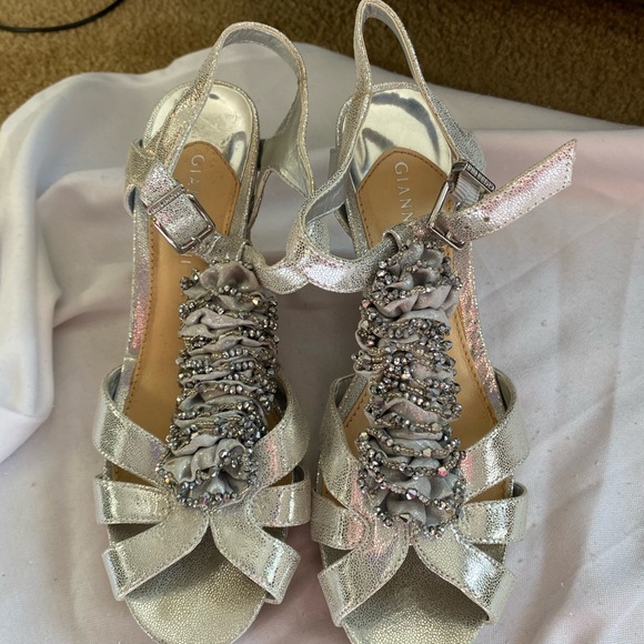 - Gianni bini wedge Platform silver cork Sandal 8.5 - Picture 2 of 16